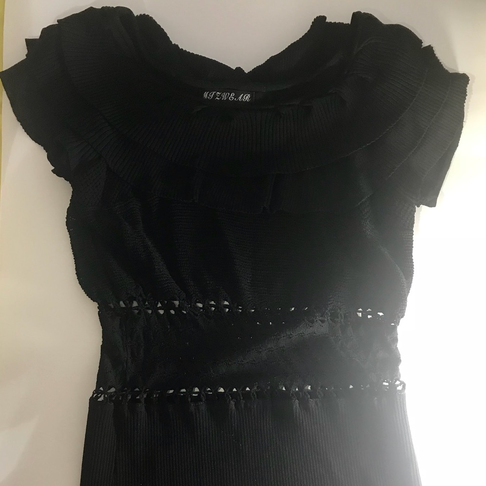 Ruffled Top With Net Design Stretchy Material, Xl - image 6